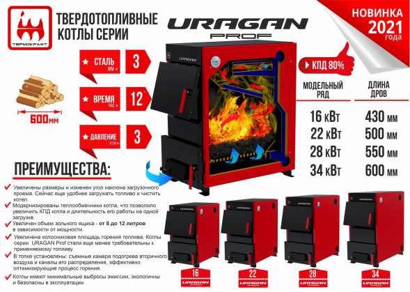 Котел комбинированный URAGAN Prof 16